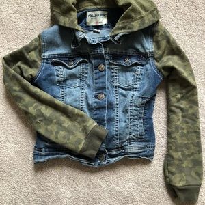 Denim jacket with camouflage from jcpenny